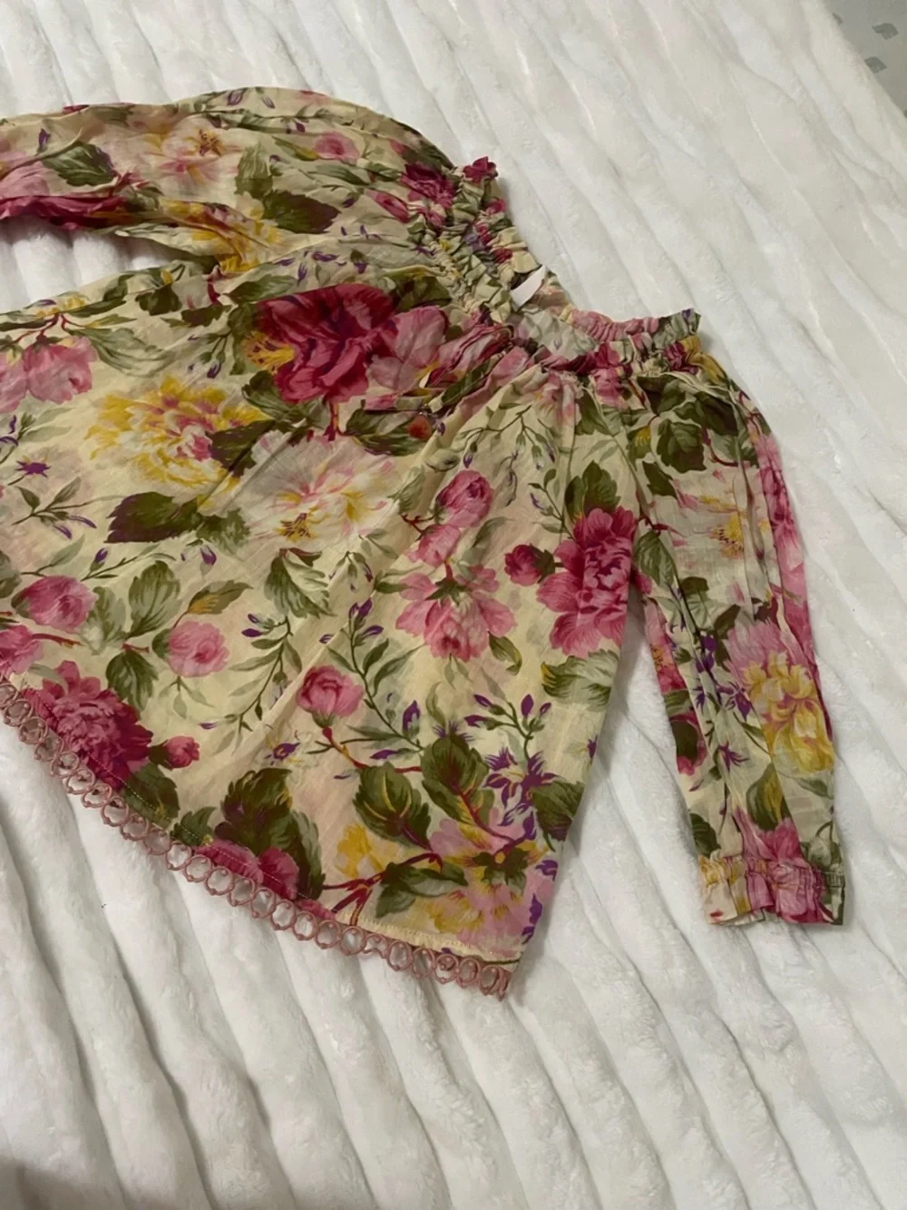 Zimmermann Girls Floral Peasant Blouse - Pink & Cream - Picture 12 of 13